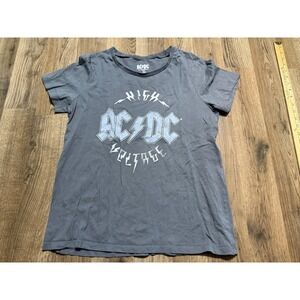 AC/DC Shirts Womens Size XXL Gray T-Shirt Graphic Tee Rock Band Merch
